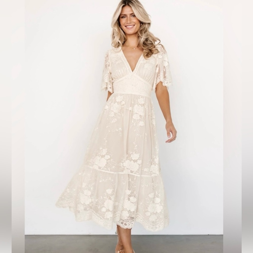 Baltic Born Cream Lace Midi Dress